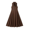 thumbnail image 6 of Women's Cowl Neck Dresses Sleeveless Linen Blend Maxi Dress Flowy Breathable Casual Vacation Sundress Dresses for Women Brown M, 6 of 6