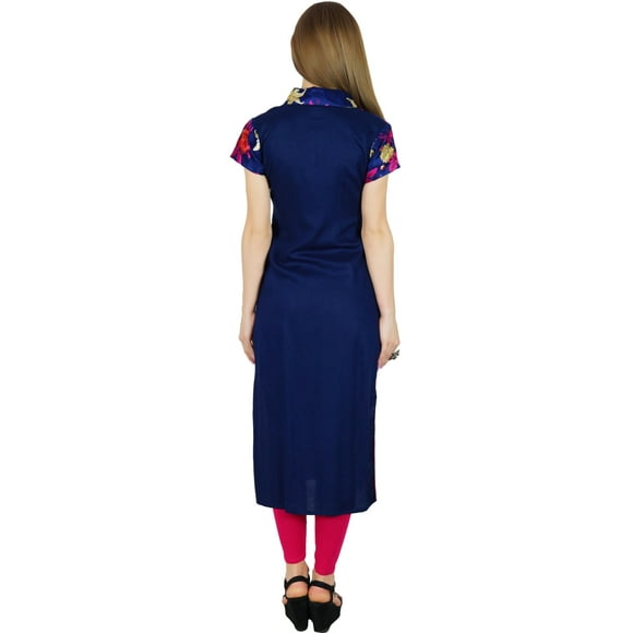 Bimba Kurti d'Été pour Femmes Kurta Tunique Bleue Décontractée Boho Chic Blouse