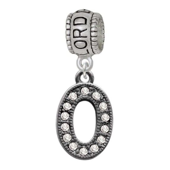 Delight Jewelry Black Nickeltone Crystal Initial - O - Beaded Border - Lord Guide Me Charm Bead