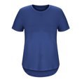 thumbnail image 5 of TKLPEHG Tops For Women Trendy Short Sleeve T Shirts Crew Neck Irregular Side Slit Tops Loose Solid Color Graphic Tee Summer Fashion Casual Comfy Blouses (Blue,XXL), 5 of 7