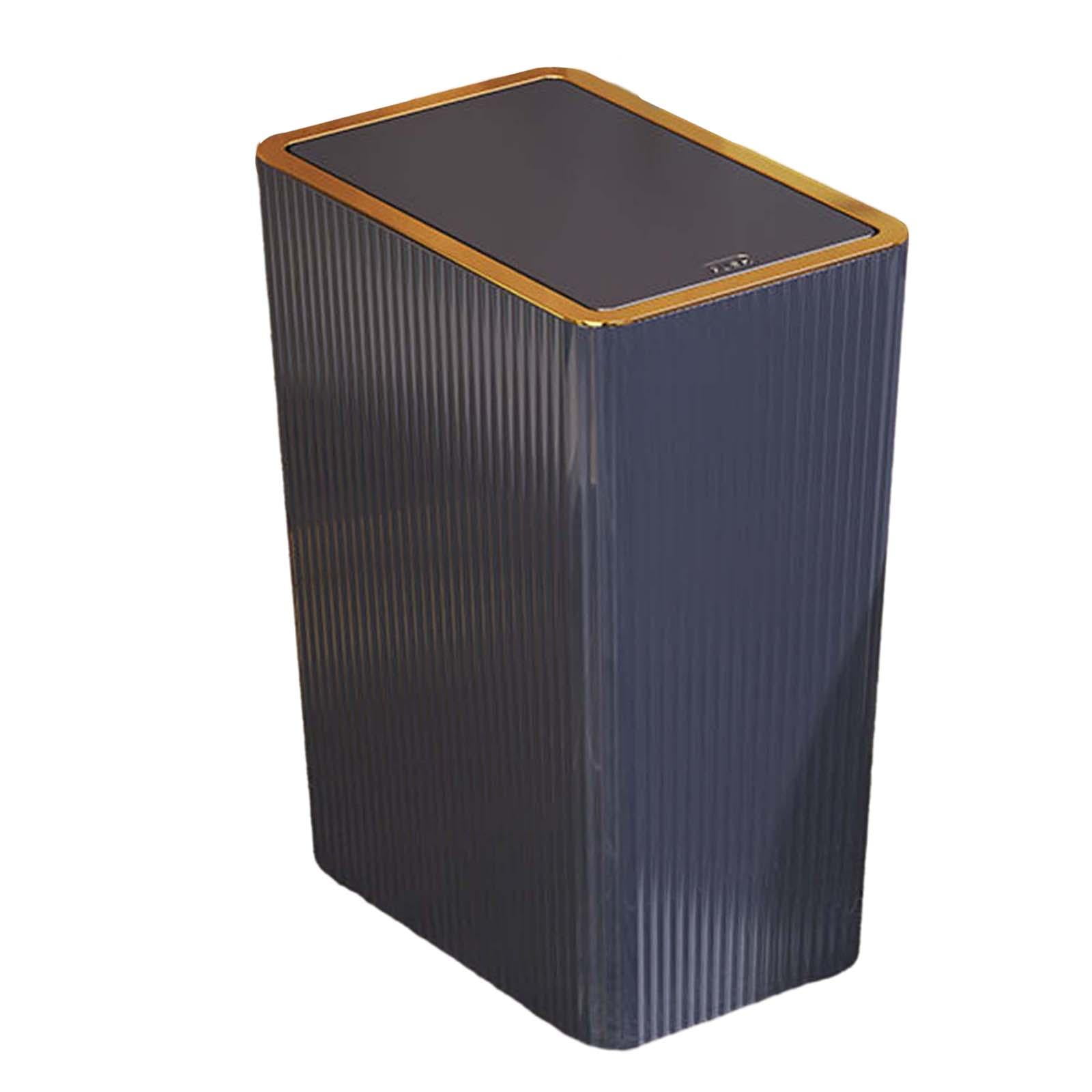 Kitchen Wastebasket with Press Type Lid Narrow Garbage Can, Paper Basket Organizer, Bathroom Trash Can with Lids for Study 15L Blue
