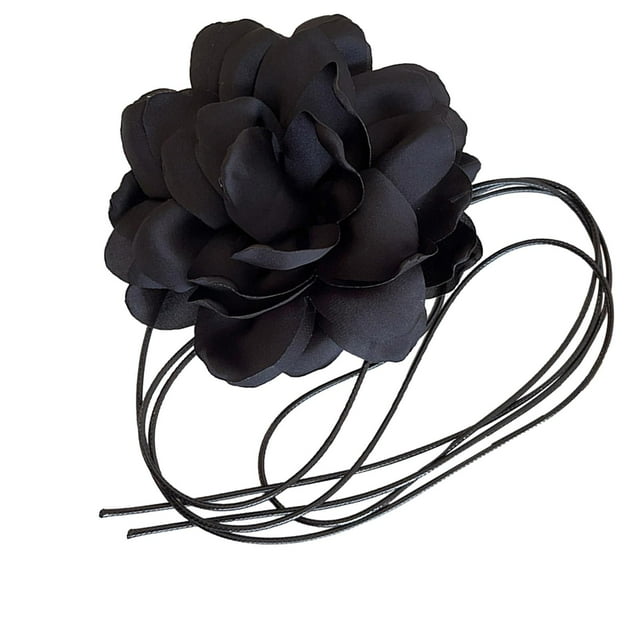 Collier Papillon Fleur Vintage Gothique Large Collier Floral Wrap Longue Chaîne Noir