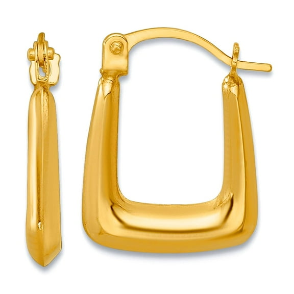 14k Solid Yellow Gold Polished 2.25mm Square Hoop Earrings 15.4x11.6mm Wide 2.25mm Thick Hoop Earring for Women