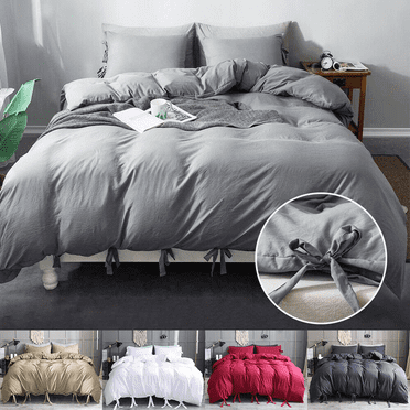 3 Piece Duvet Cover Set Microfiber Pleat Marble Soft Quilt Cover For Comforter
