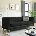 thumbnail image 3 of Black Velvet 3 - Person Sofa with Metal Legs and Nailhead / Stylish Addition to Bedroom, 3 of 5