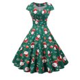 thumbnail image 1 of Vestido de fiesta de Navidad para mujer, manga corta, cuello en V, elegante estampado Vintage, vestido veraniego para graduación de Año Nuevo, bata 3XL, 1 of 5