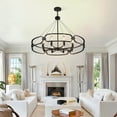 thumbnail image 5 of Magic Home 8-Light Farmhouse Island Pendant Lighting,Mid-century Modern Candle Chandelier,Black, 5 of 8