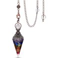 thumbnail image 2 of Chakra Resin Crystal Pendulum 6 Faceted Point Gemstone Reiki Healing Pendulums (Red copper,colorful stone), 2 of 4