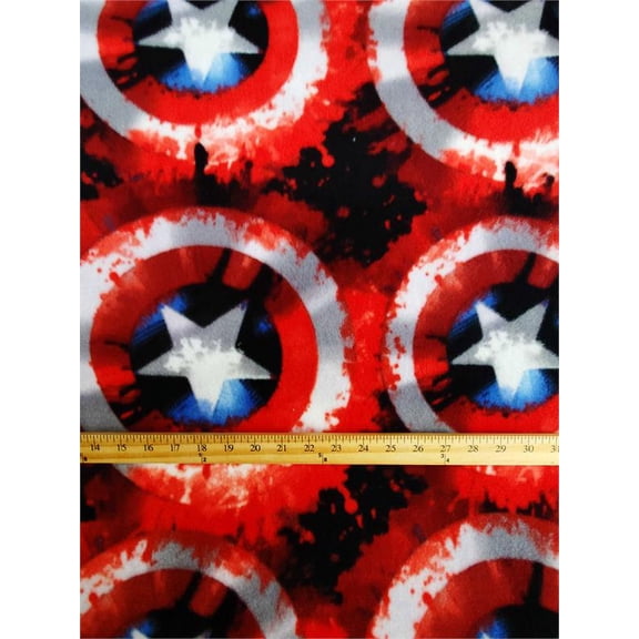 Fleece DISNEY MARVEL'S CAPTAIN AMERICA Printed Fabric - SHIELDs /58" Wide/ SOLD BY THE CONTINUOUS YARD
