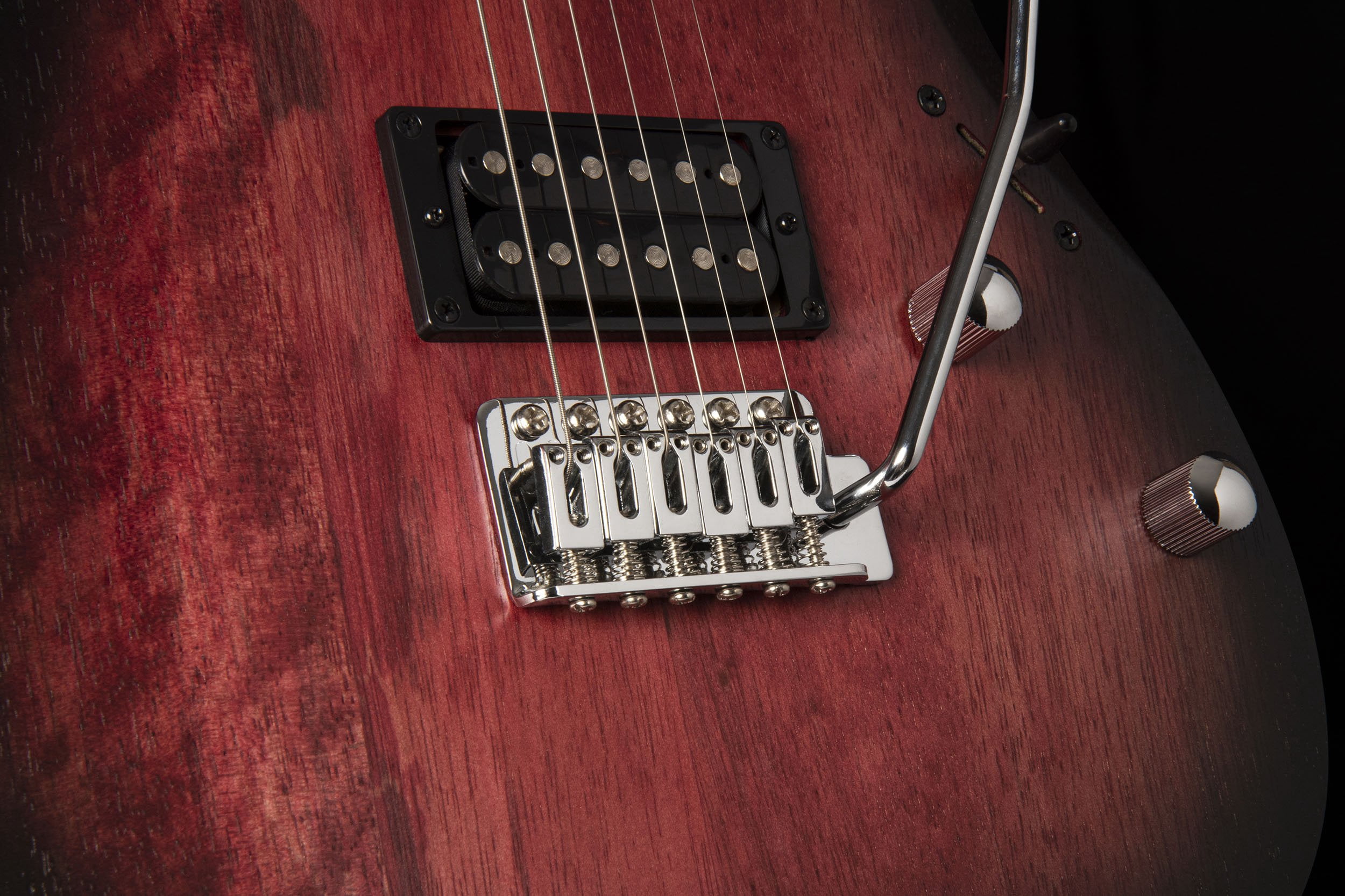 Cort X100OPBB X Series 100 Double Cutaway Electric Guitar. Open Pore Black Cherry Burst