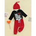 thumbnail image 3 of Suealasg Baby Boys Valentines Day Outfits Clothes 3M 6M 12M 18M Infant Boys Long Sleeve Letters Romper Sweatpants Hat 3Piece Casual Spring Clothing for Toddler Boys, 3 of 9