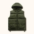 thumbnail image 3 of Stamzod Winter Vest for Men Solid Color Sleeveless Parkas Jacket with Hood Outdoor Athletic Mens Vests Outerwear Army Green XXL, 3 of 5