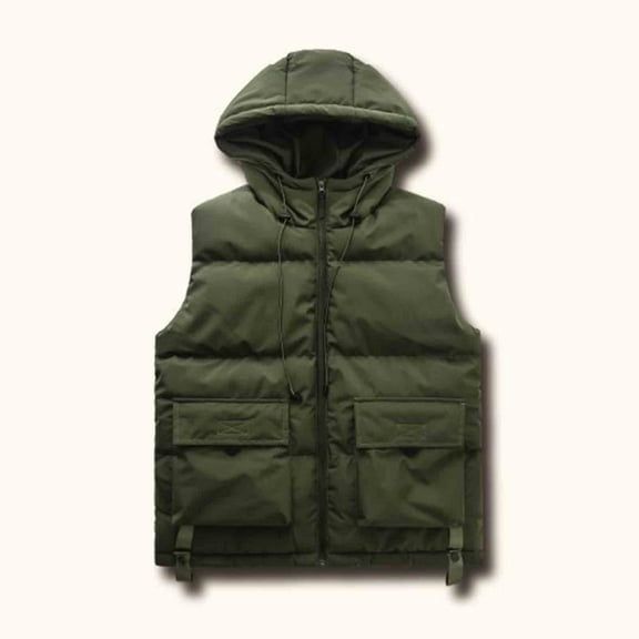 Mens Puffer Vest Quilted Down Jacket Lightweight Outdoor Padded Sleeveless Coat Winter Warm Puffy Vest Casual Outerwear Army Green XXL