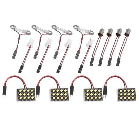 2835 12SMD DC12V LED Panel Car RV Interior Dome Light with BA9S T10 Festoon Adapters White (Set of 4)