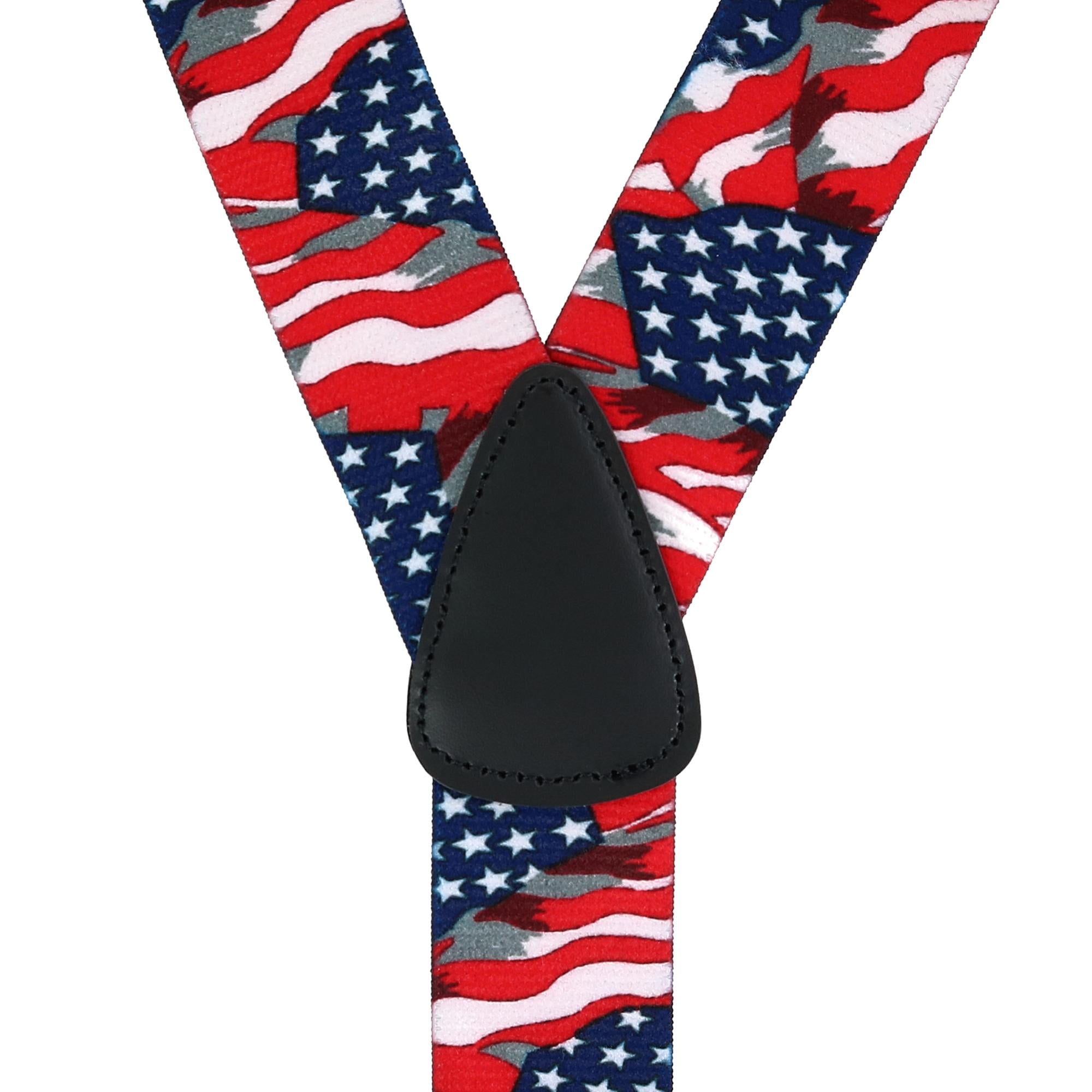 CTM Men's Big & Tall Elastic American Flag Suspender with Hook Ends