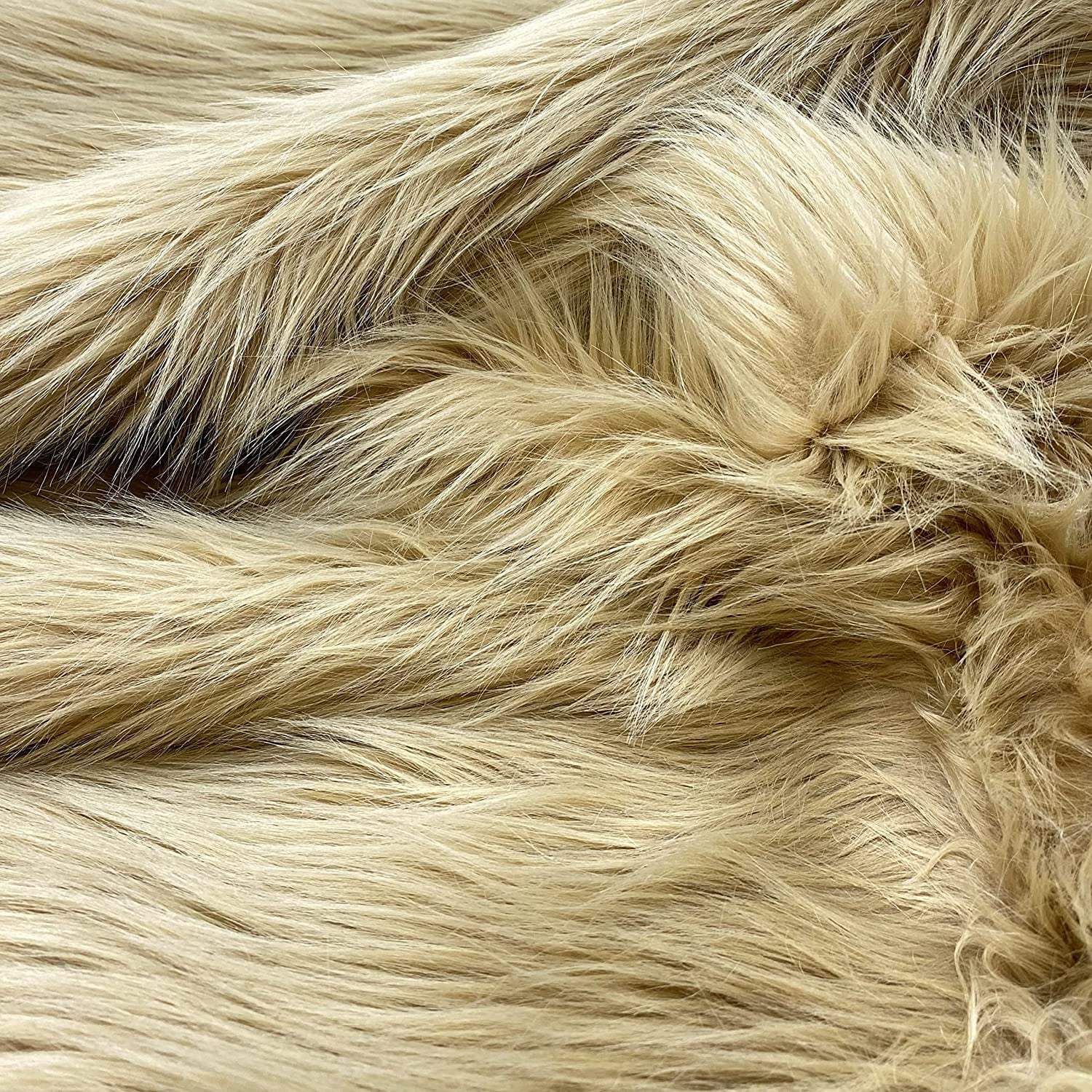 Faux Fur by the Yard - Long Pile Mohair Fur - Beige