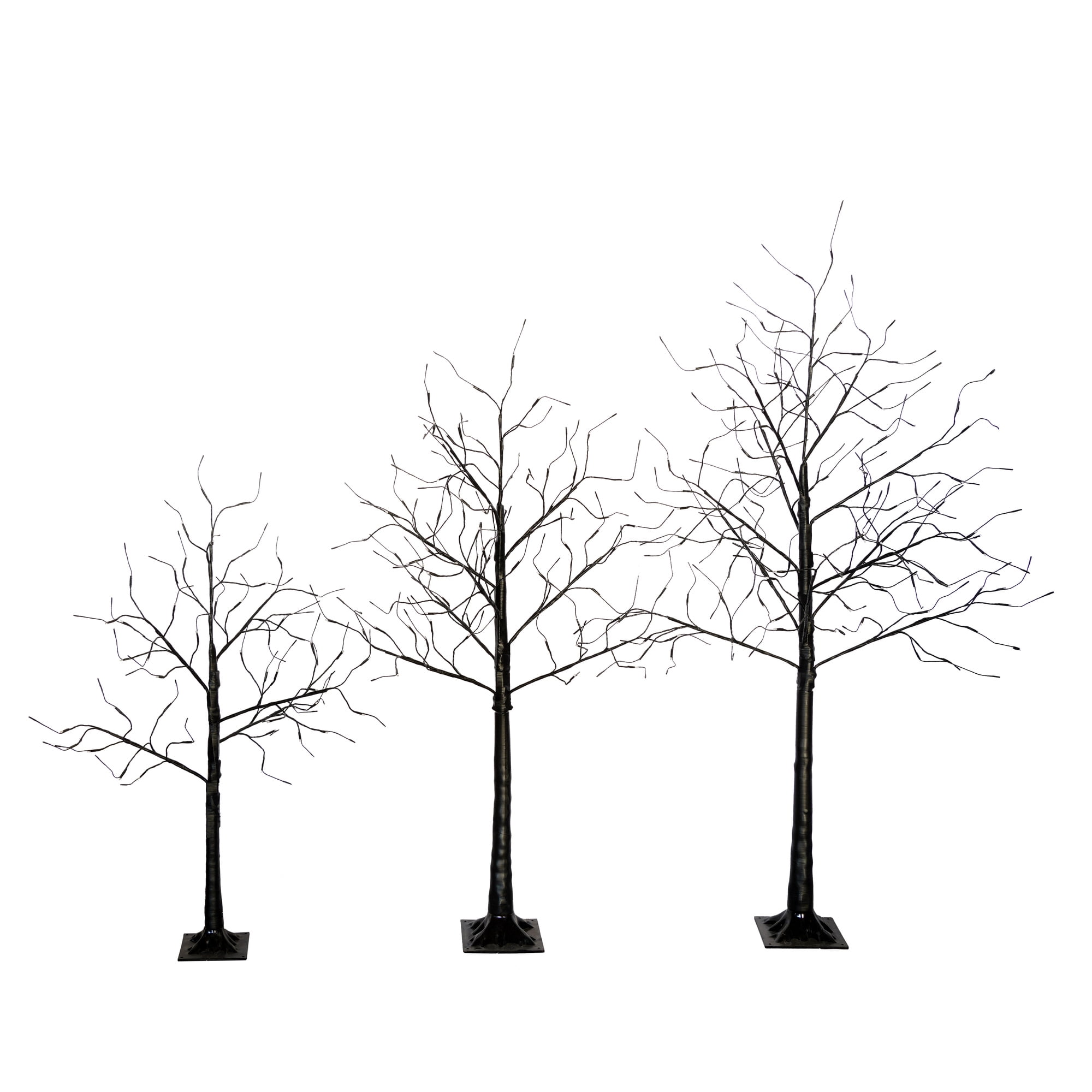 Euroco 3 Pac Halloween Spooky Tree with Purple Lights, 4FT 5FT and 6FT, Lighted Black Tree for Halloween Decoration