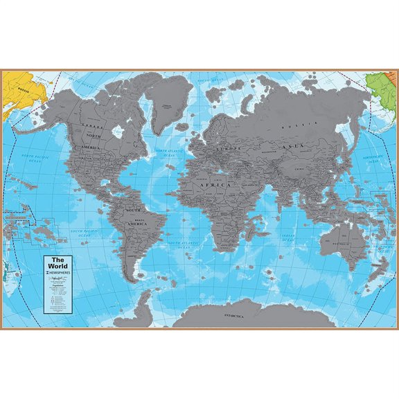 Scratch Off World 24" x 36" Laminated Wall Map | Bundle of 5 Each