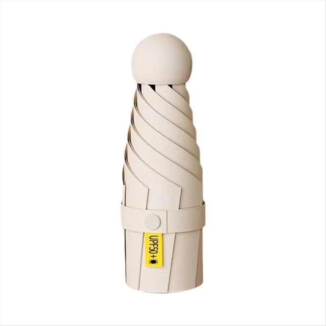 Miniparaguas Anti-UV para DíAs Soleados y Lluviosos, PortáTil con Revestimiento UV y 6 Varillas Reforzadas, Color Crema.