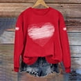 thumbnail image 5 of Sweatshirt for Women Graphic Heart Print Crewneck Long Sleeve Loose Fit Casual Pullover Tops Fashion Festive Heart Pattern Clothes for Daily Wear, 5 of 7