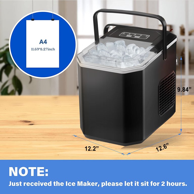 FOOING Portable Countertop Ice Maker, Fast & Self-Cleaning, 26lbs