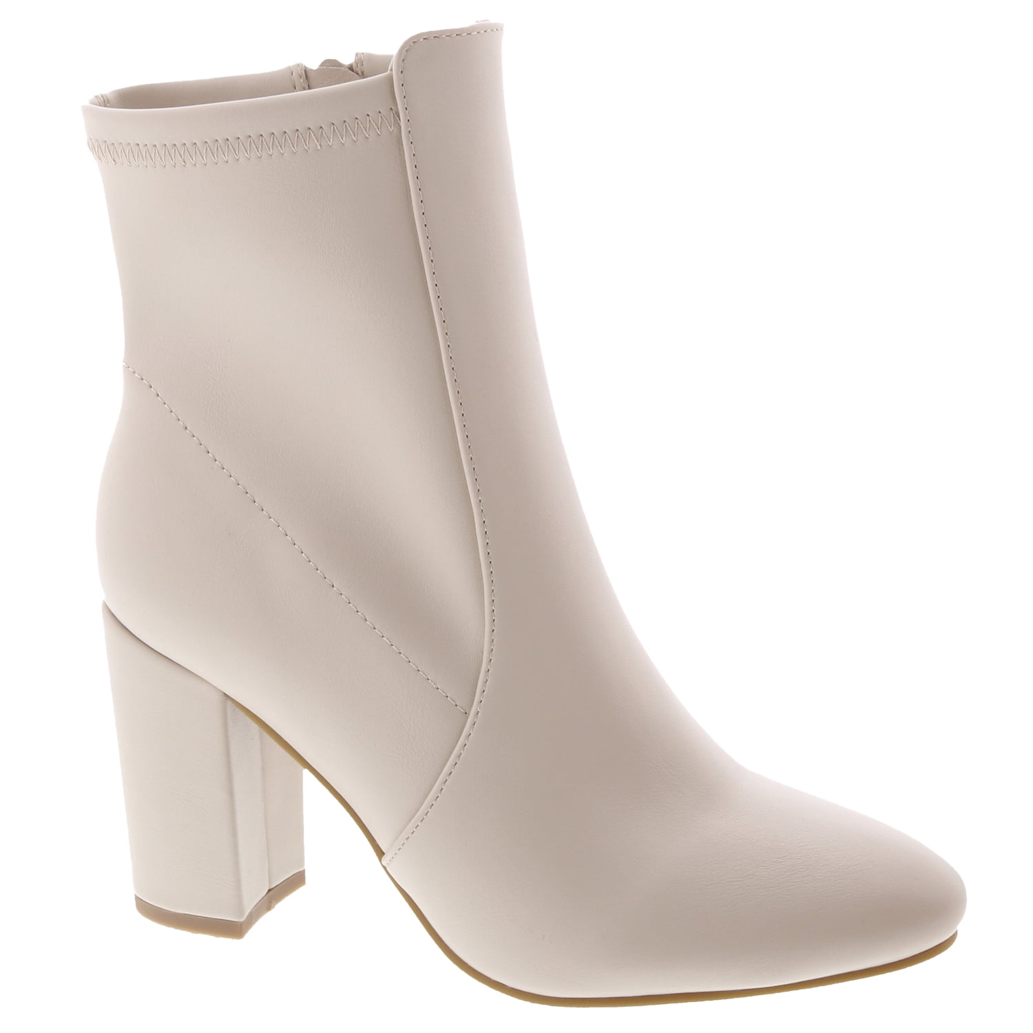 Chunky High Heel Zipper Ankle Bootie 