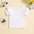thumbnail image 2 of Gubotare Toddler Summer Shirts Girls Girls' and Toddler School Days Short Sleeve Solid Color T Shirts Size 4T 5T (White,4-5 Years), 2 of 5