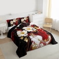 thumbnail image 3 of Homewish Black Red Marble Floral Queen Comforter Set, Modern Artwork Bedding Sets, Chic Abstract Mabrbling Reversible Bedding Comforter Set, Lightweight Room Decor, 3-Piece, 3 of 8