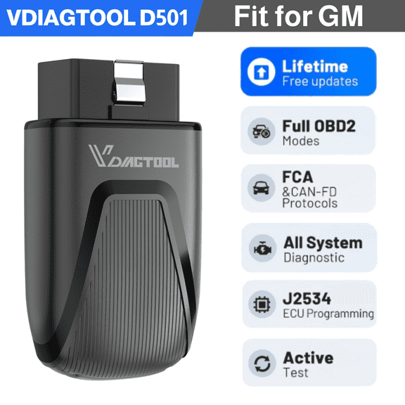 VDIAGTOOL D501 Bluetooth OBD2 Scanner J2534 ECU Pr0gramming Tool, Bidirectional Scan Tool for GM, Full System Diagnostic Scanner, Free Updates