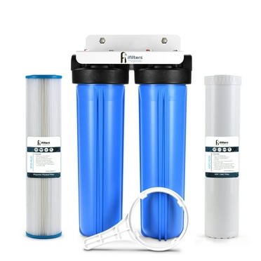 Well Water Whole House Filtration System 20" Dual Stage Complete Commercial Grade Sediment Odor Taste Rust 1" Ports