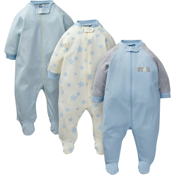 Gerber Gerber Baby Boy Organic Cotton Zipup Sleep 'N Play Pajamas, 3