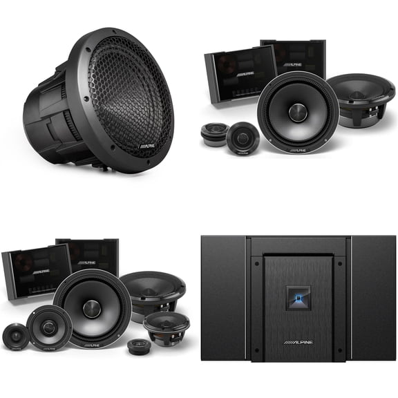 Alpine HDA-V90 Status Hi-Res 5-Ch Amp w/ HDZ-653S 6.5" Slim 3-Way, HDZ-65C 6.5" & HDZ-W10 10" Sub Upgrade Bundle