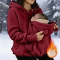thumbnail image 2 of Cdudpw Maternity Coat Winter Cozy Carrier Mom Coats Sherpa Jacket 3-In-1 Sherpa Fleece Jacket,Zipper Maternity and Kangaroo Carrier Coat Clothes(S356-Wine), 2 of 7