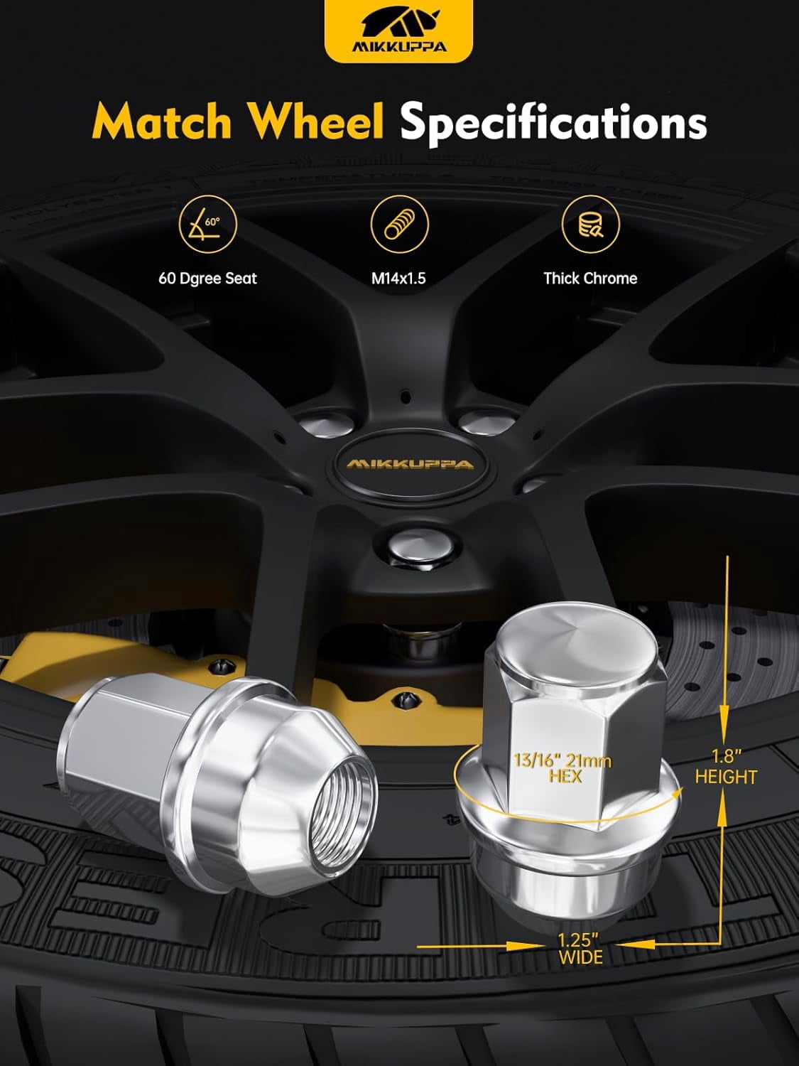 MIKKUPPA 24pcs M14x1.5 F150 Lug Nuts, Chrome OEM Style Replacement for 2015-2024 F-150 F150 Expedition Lincoln Navigator Factory Wheels 21mm Hex Anti-Rusting Updated Tire Nuts