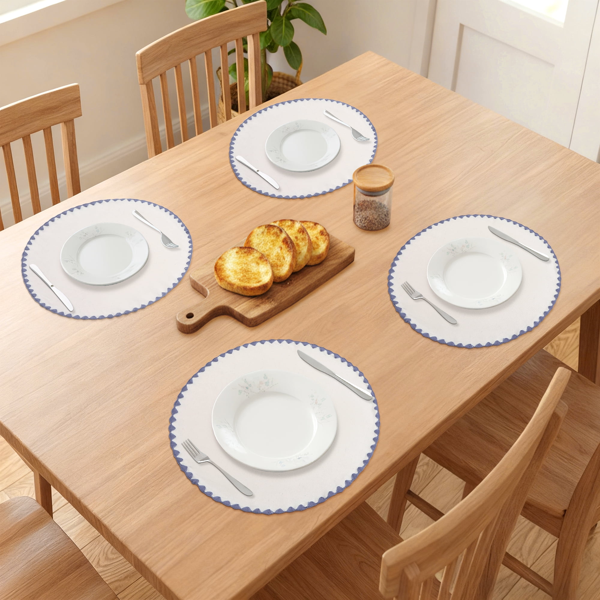 Farmhouse Placemats Set of 6 Placemats for Dining Table Decor Indoor Washable Kitchen Table Mat Gray Line 15inch