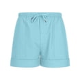 thumbnail image 6 of Summer Beach Linen Shorts For Men Solid Color Elastic Drawstring Waist Multi-Pocket Shorts Lightweight Comfortable Casual Shorts Perfect For Seaside Vacation Daily Wear Light Blue M, 6 of 7
