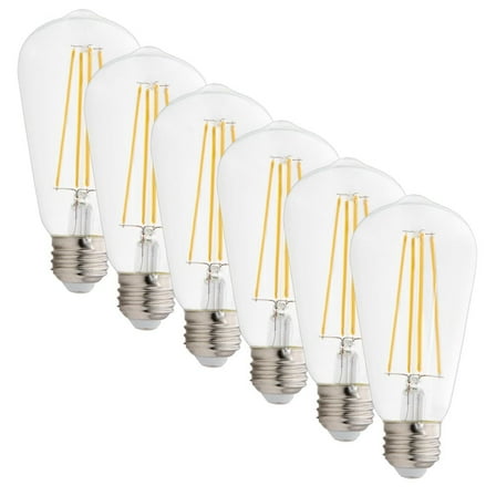 Maxxima ST19 LED Edison Light Bulb, 60 Watt Equal, 800 Lumens 2700K Warm White (6 Pack)