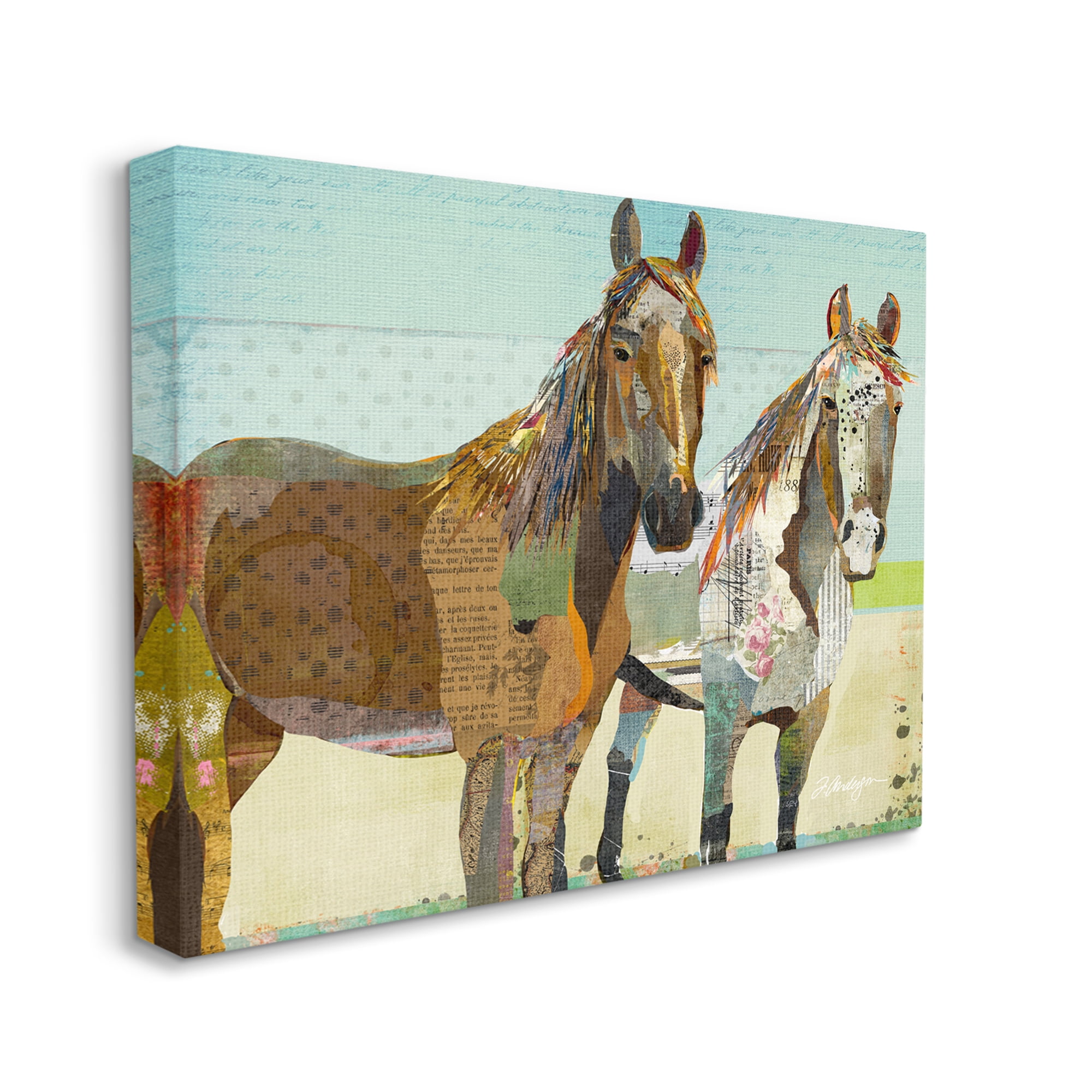 Stupell Industries Wild Farm Horses Layered Newsprint Collage Arrangement Graphic Art Gallery Wrapped Canvas Print Wall Art, Design by Traci Anderson