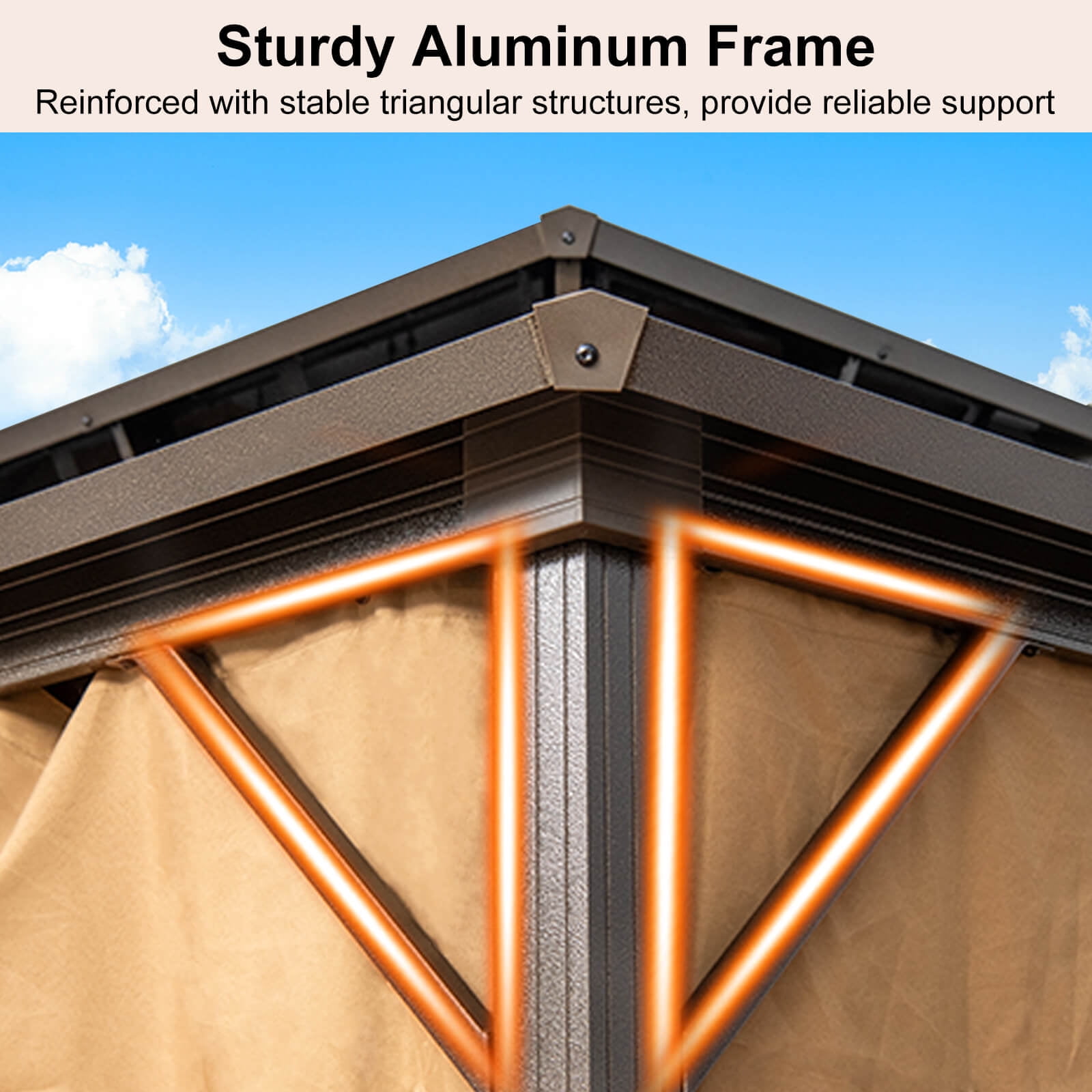 Costway 12 X 10 FT Hardtop Gazebo with  Netting Heavy-Duty Double-Roof Galvanized Metal Top