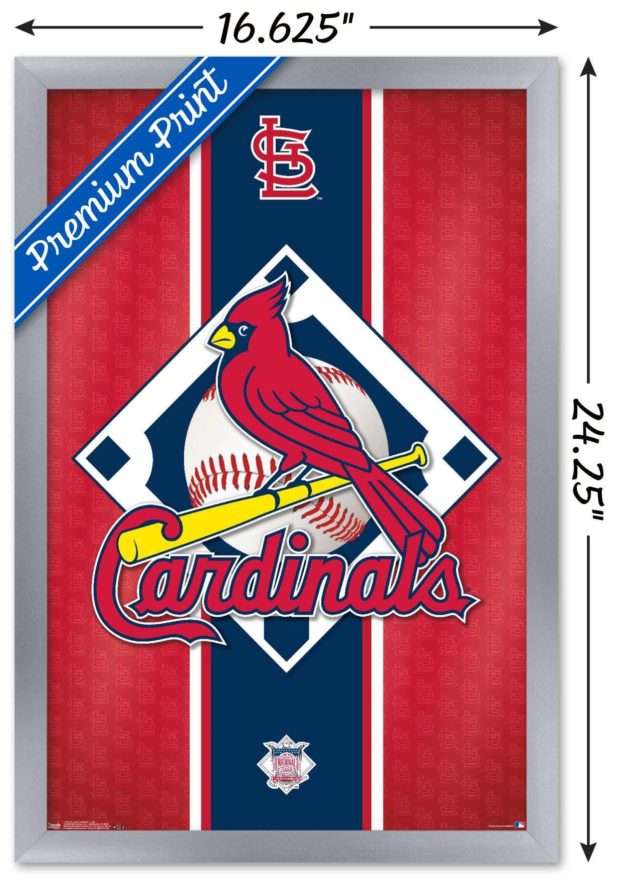 MLB St. Louis Cardinals - Logo 15 Wall Poster, 14.725" x 22.375", Framed