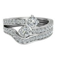 thumbnail image 3 of 1.10 CT Two-Stone Ring Accent Diamond Wedding Set 14K White Gold (F,VS1), 3 of 4