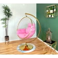 thumbnail image 5 of SK CHUMRA Gold Bubble Chair Acrylic Swing with Stand, Cushion, Gold finish, 5 of 6