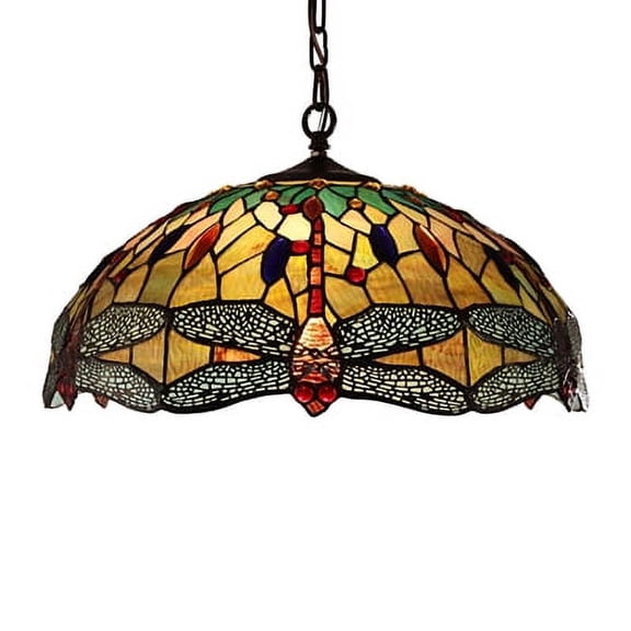 CHLOE Lighting EMPRESS Tiffany-style Blackish Bronze 3 Light Hanging Pendant 18" Wide