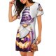 thumbnail image 2 of Balery Halloween Gnome With Pumpkins Camisón de manga corta con cuello redondo para mujer, cómodo y elegante., 2 of 6