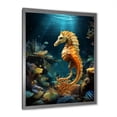 thumbnail image 2 of Designart "Ballet of Seahorses in Blue and Yellow" Animals Framed Wall Art - Traditional Yellow Seahorse Living Room Framed Canvas Art, 2 of 6