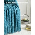 thumbnail image 2 of CREVENT Crochet Throw Blanket for Couch Sofa Chair Bed Decoration, Soft Warm Cozy Light Weight for Spring Summer (50''X60'' Turquoise), 2 of 5