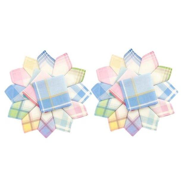 24 Piezas De s Escocesa Clásico Bolsillo Cuadrado Fiesta 30x30cm Macarena Pañuelos de algodón para hombre
