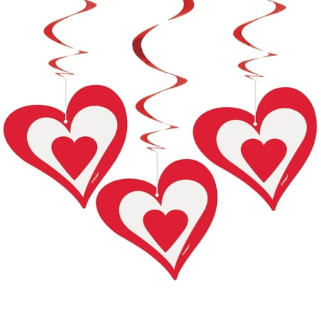 Hanging Red Heart Valentine S Day Decorations 26in 3ct Walmart Com