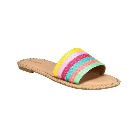 On 34th Womens Mavisef Striped Embellished Slide Sandals
