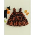 thumbnail image 2 of Faithtur Robe en Tulle Sans Manches pour Bébé Fille Col Carré Imprimé Citrouille Robe Tutu Vêtements d'Halloween, 2 of 9